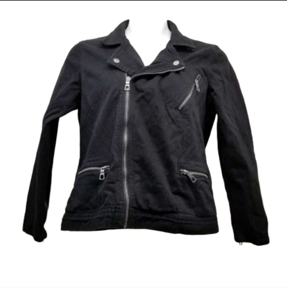 Chico's black denim moto jacket